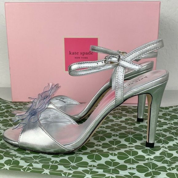 Kate Spade Giulia Sandals Metallic Heels New - Picture 6 of 8